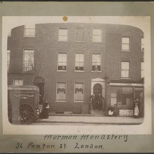 Elders pose at the Conference House at 36 Penton Street in London, circa 1899. (PH 3307, Church History Library, Salt Lake City.)